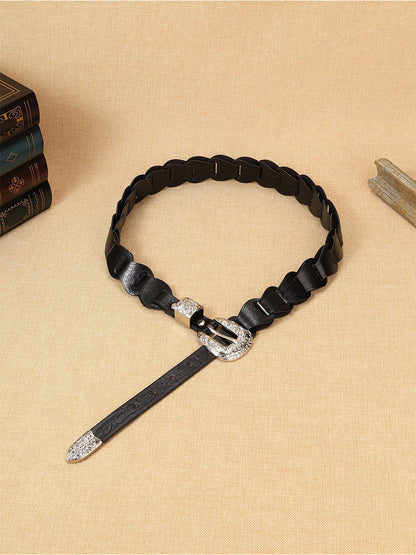 Cinturón de Cintura con Relieve Floral de Cuero Sintético de Estilo Western para Mujer MDA1699H5I