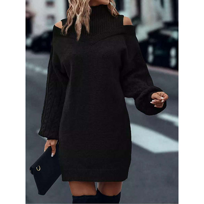 Laira™ | Vestido tipo suéter de cuello alto y punto trenzado