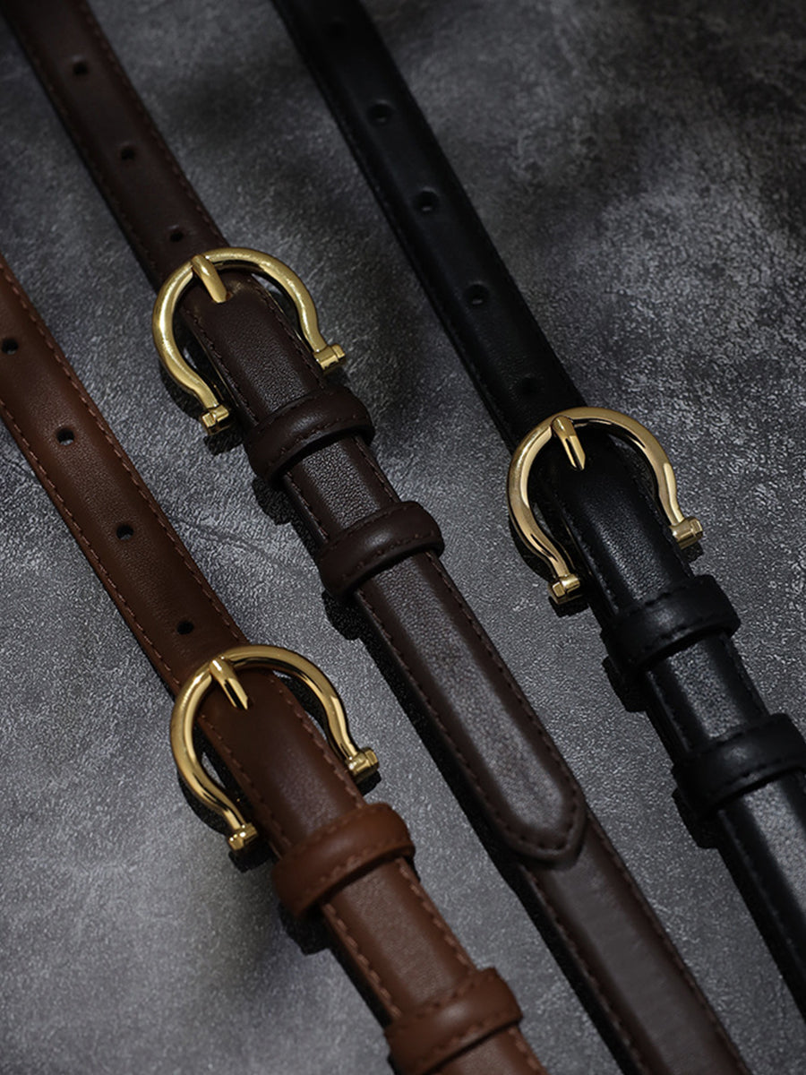 Cinturón para mujer de imitación de cuero vintage sofisticado con hebilla de caballo MDA0688H2I