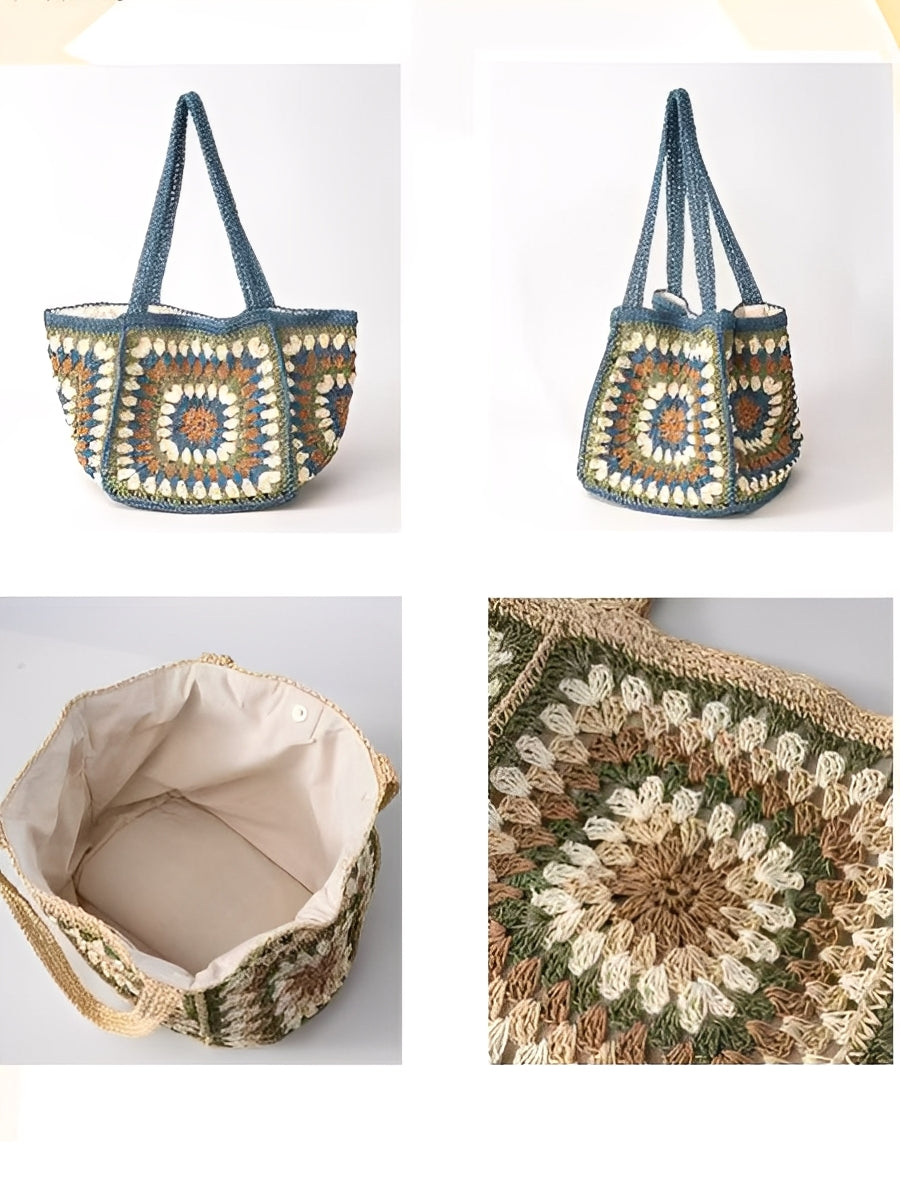 Bolsa tejida para mujer de un solo hombro con hebilla magnética de gran capacidad MDA0487H3I