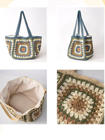 Bolsa tejida para mujer de un solo hombro con hebilla magnética de gran capacidad MDA0487H3I