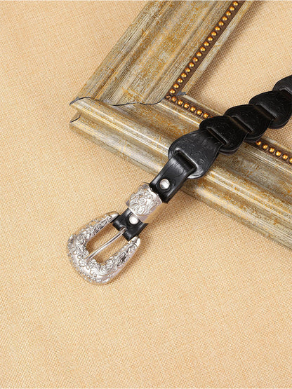 Cinturón de Cintura con Relieve Floral de Cuero Sintético de Estilo Western para Mujer MDA1699H5I