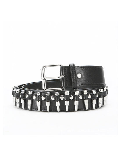 Cinturón de cintura adornado con picas estilo punk para mujer de cuero sintético negro MDA1645H0I