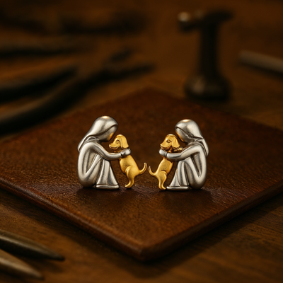 Pendientes Hug bicolor plata y oro